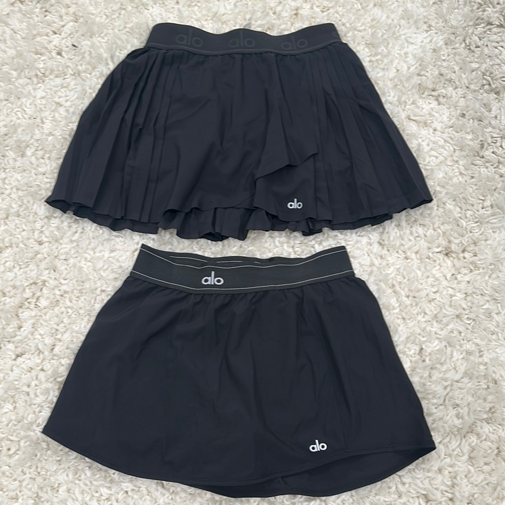 ALO Yoga Black Mini Skater Skirt Set
